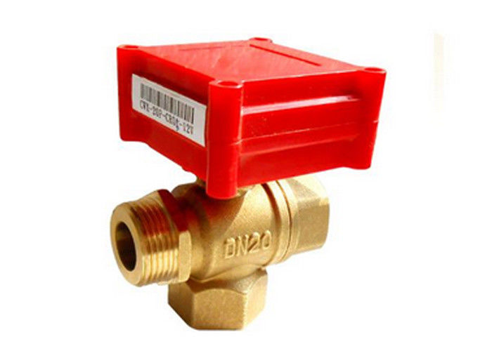 DC12V Threaded Zone Heating Valves , HVAC Floor Heating 3 Way Brass Ball Valve